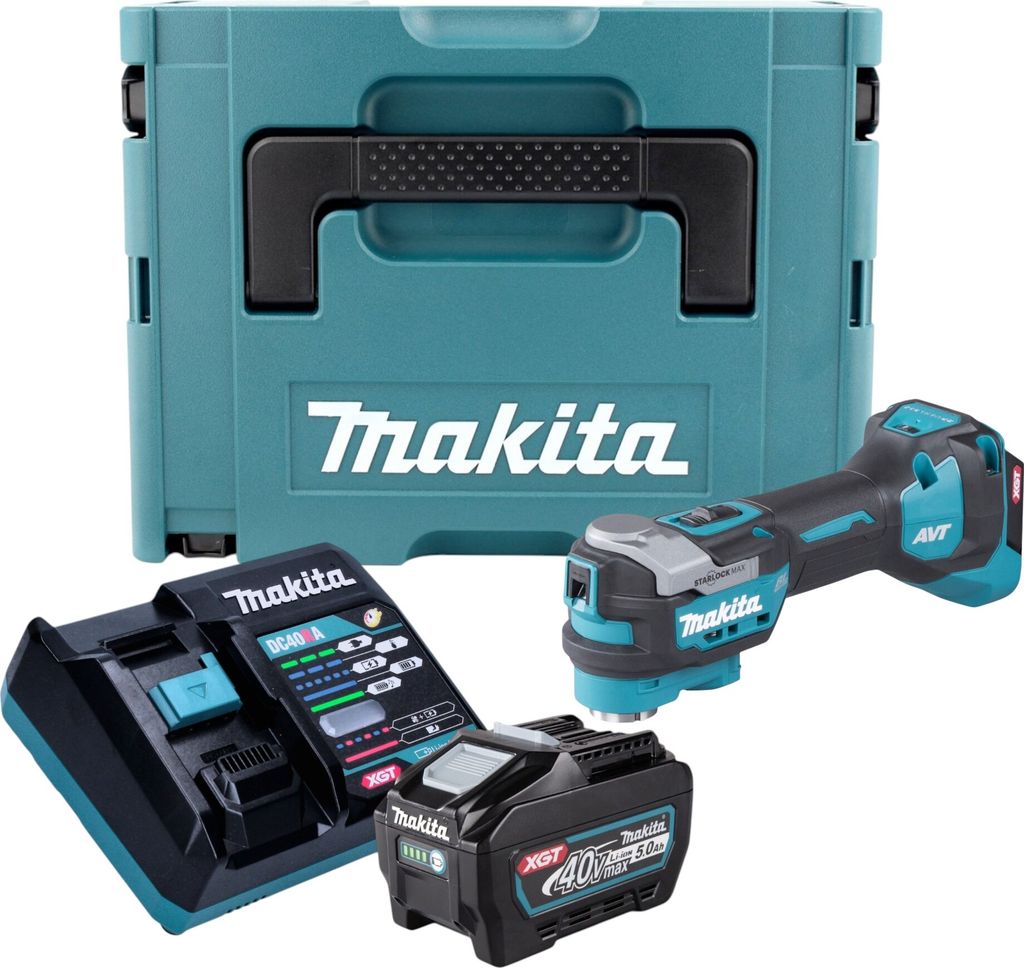 Makita TM 001 GT101 Akku Multifunktionswerkzeug 40 V max. Starlock Max Brushless + 1x Akku 5,0 Ah + Ladegerät + Makpac