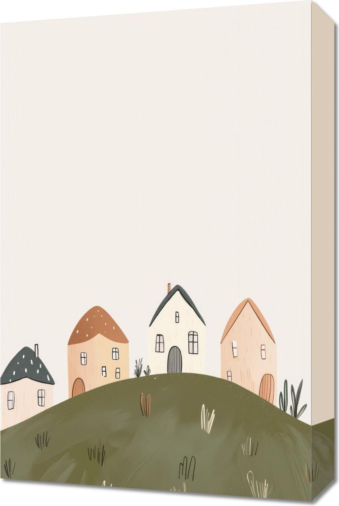 Bild 40x60cm Muster für Kinder, Mädchen und Jungen - Häuschen