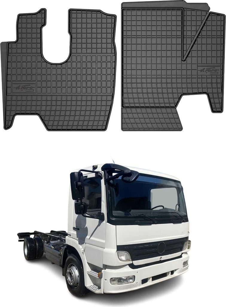 OMAC Fußmatte Automatte für Mercedes Atego 2005-2013 OMAC 3D Schwarz Gummi 2x