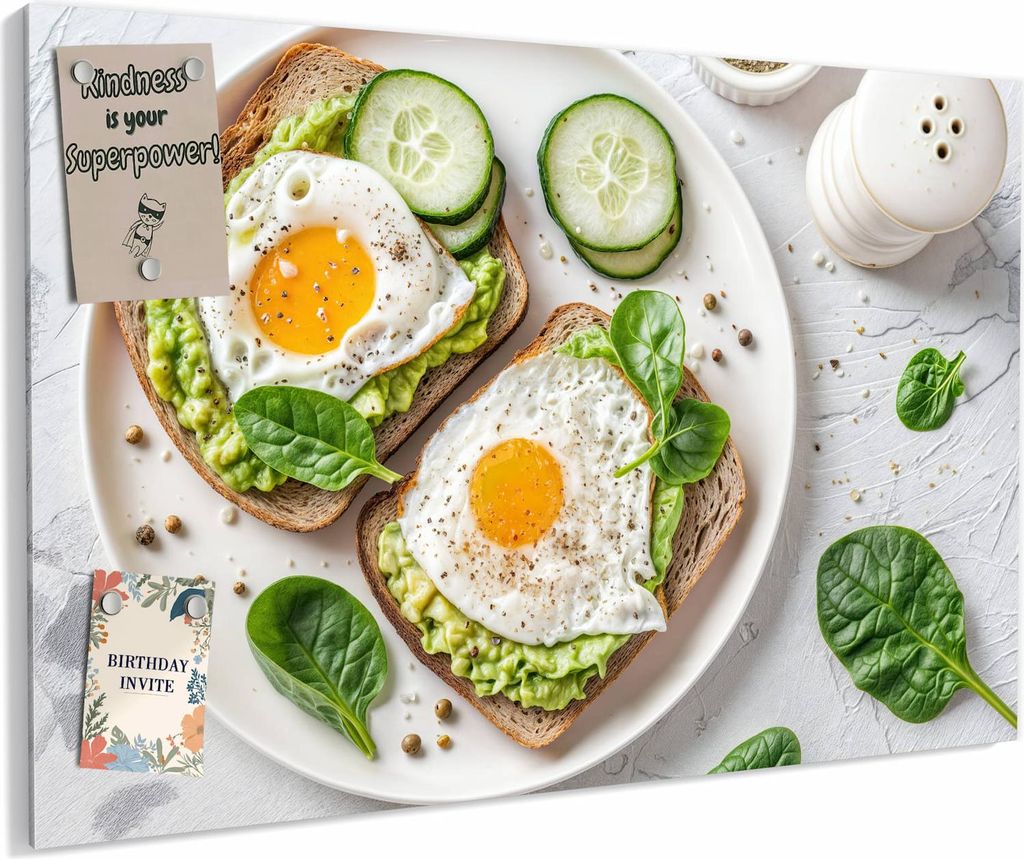 Magnettafel 60x40cm magnetisch & beschreibbar Metall-Board - Brot und Avocado
