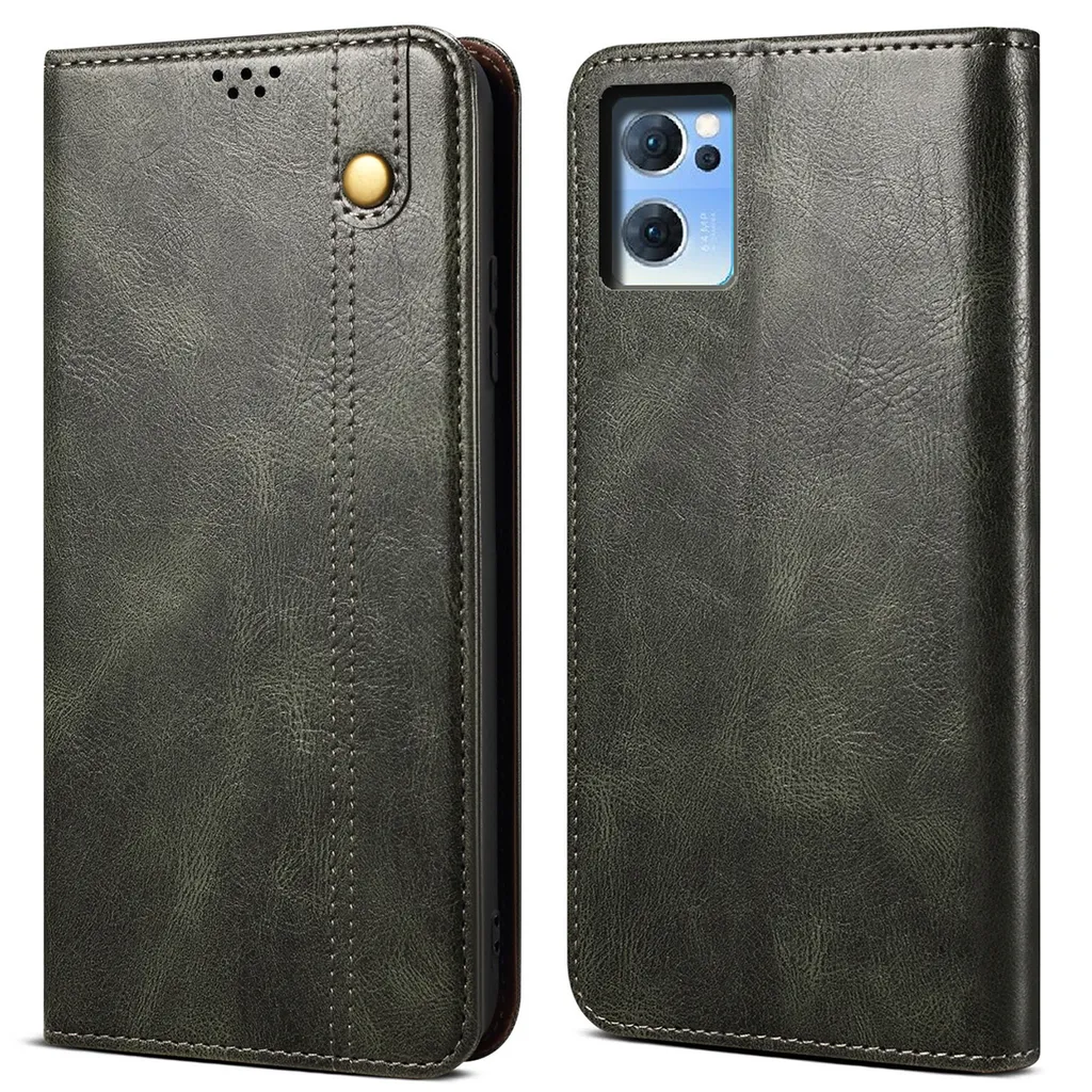 Custodia Elegante Verde per OPPO Reno7 5G - Portafoglio Chic in Pelle