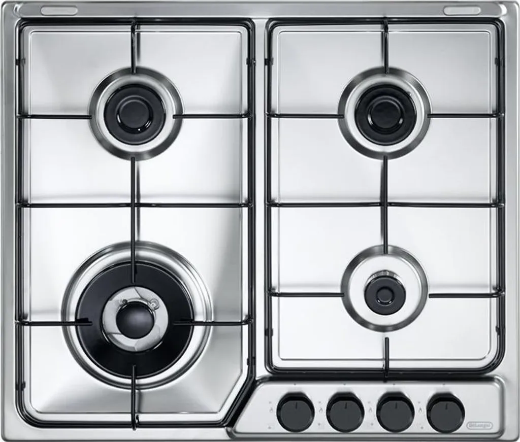 Table de cuisson gaz inox De’Longhi FFA 46 ASDV avec 4 zones de cuisson