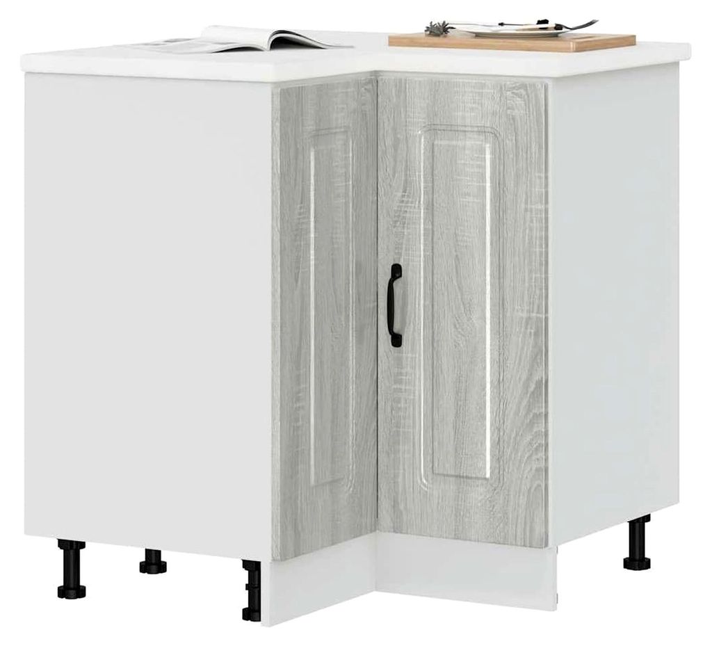 Küchen-Eckunterschrank Kalmar Grau aus Holzwerkstoff