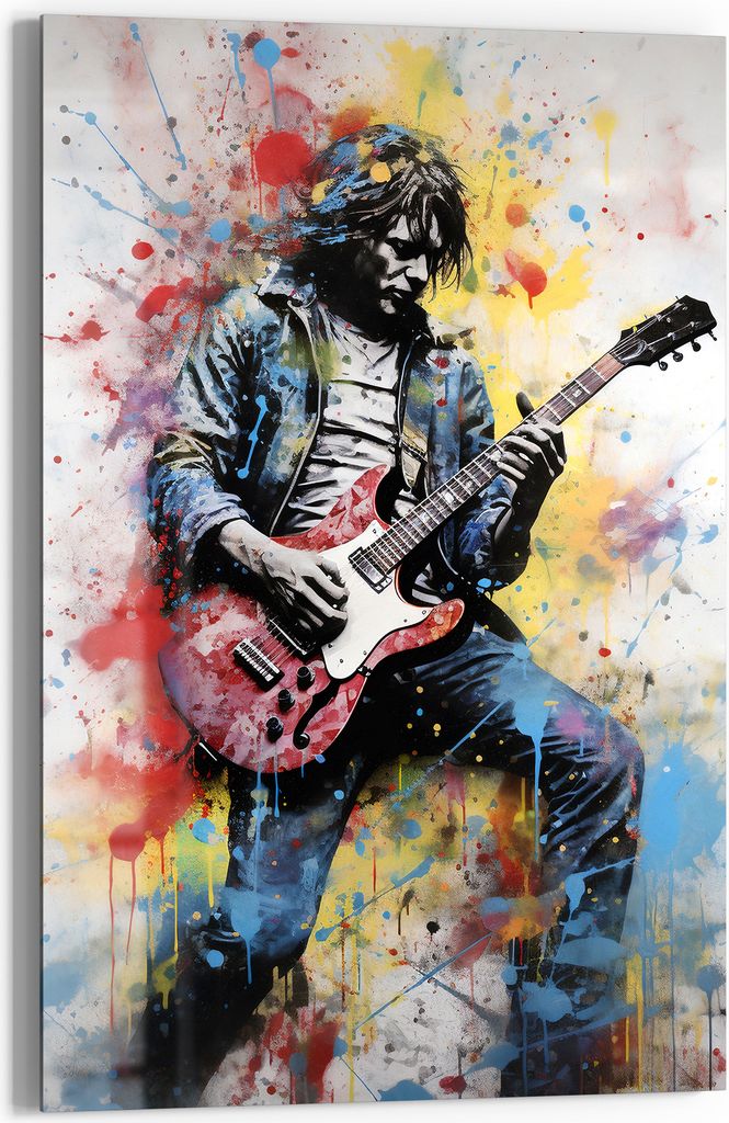 DEQOART Glasbild Echtglas 40x60 cm 'Rockmusik in Farbe' Produktbild 