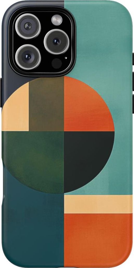 Abstrakte geometrische Formen in Blau und Orange – Hülle Kompatibel mit iPhone 16 Pro Max