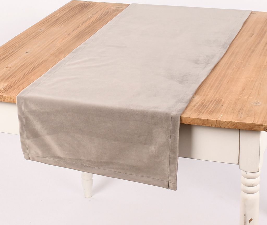 Magma Tischläufer Samt uni mittelgrau 40x145cm Produktbild 