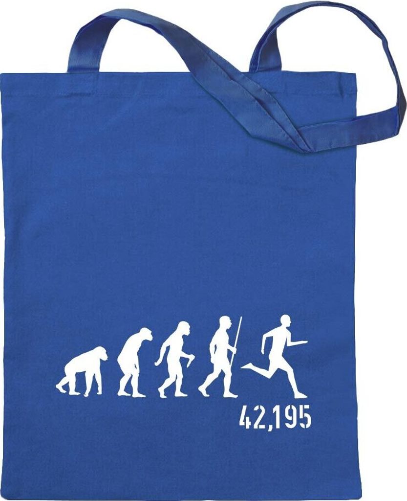 Kiwistar - Baumwolltasche - royalblau - 42,195 Marathon Evolution - Tragetasche Stoffbeutel Umhängetasche langer Henkel