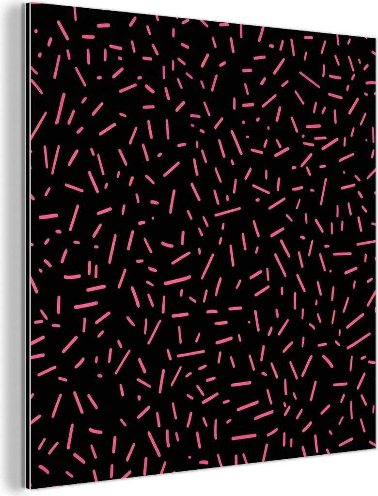 MuchoWow Wanddekoration Metall Metallbild Wandkunst 90x90 cm Spiele - Streifen - Rosa - Abstrakt MuchoWow Aluminium Gemälde - Dekoration - Industr...