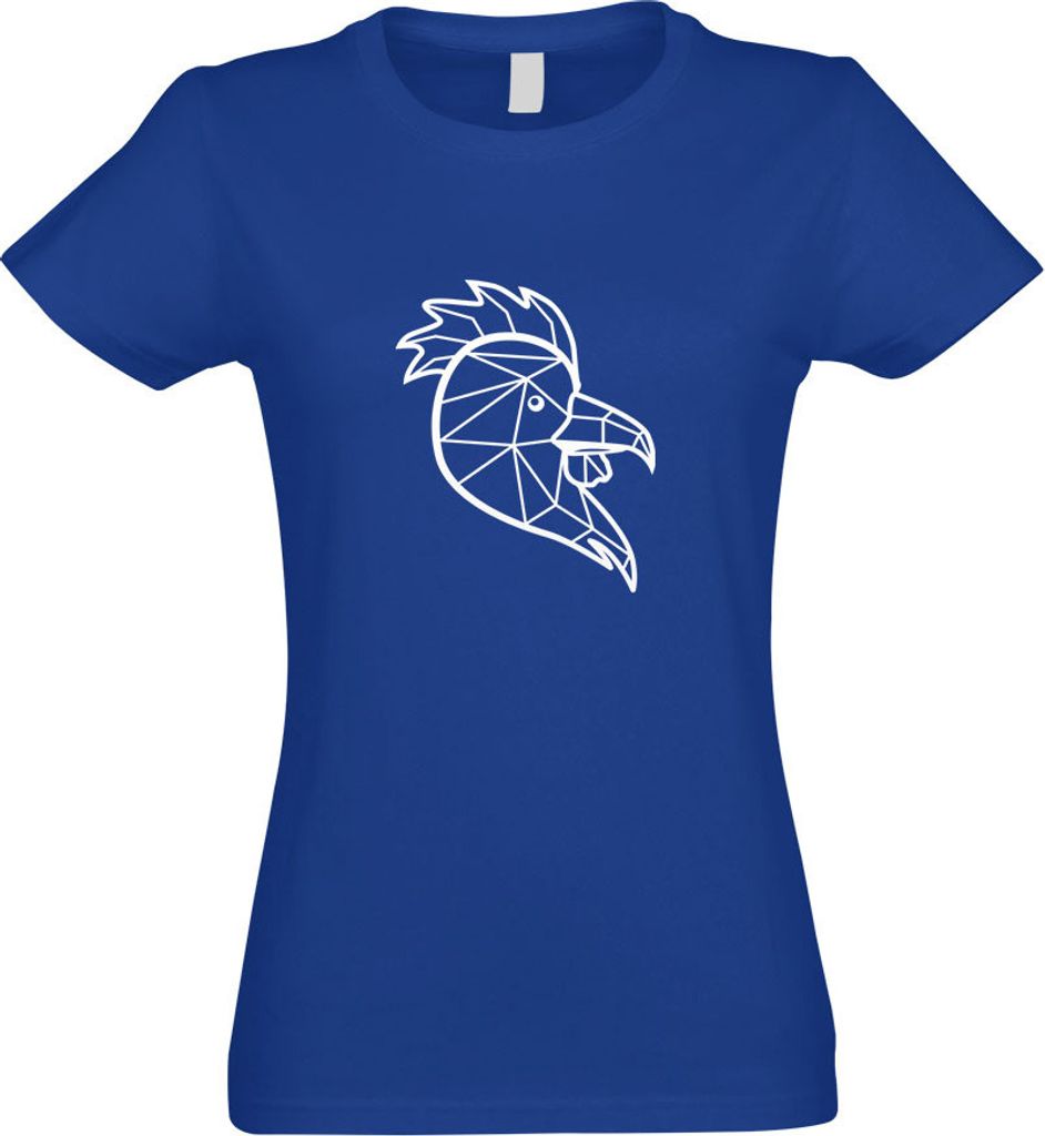 Kiwistar - T-Shirt tailliert - Damen - royal - Polygon Hahn Gockel Tier Art - mit Motiv Bedruckt - Funshirt Design - Sport - Freizeit - Damen - M