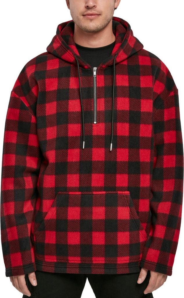 Urban Classics - Polar Fleece Half Zip Hoody flanell rot - S