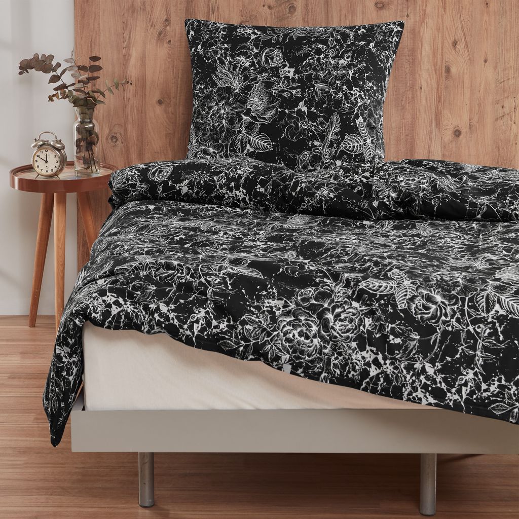 Bettwäsche Bettgarnitur Bettbezug Baumwolle 135x200 155x220 200x200 200x220, Größe:200 x 200 cm, Design Bettwäsche:Flora D17