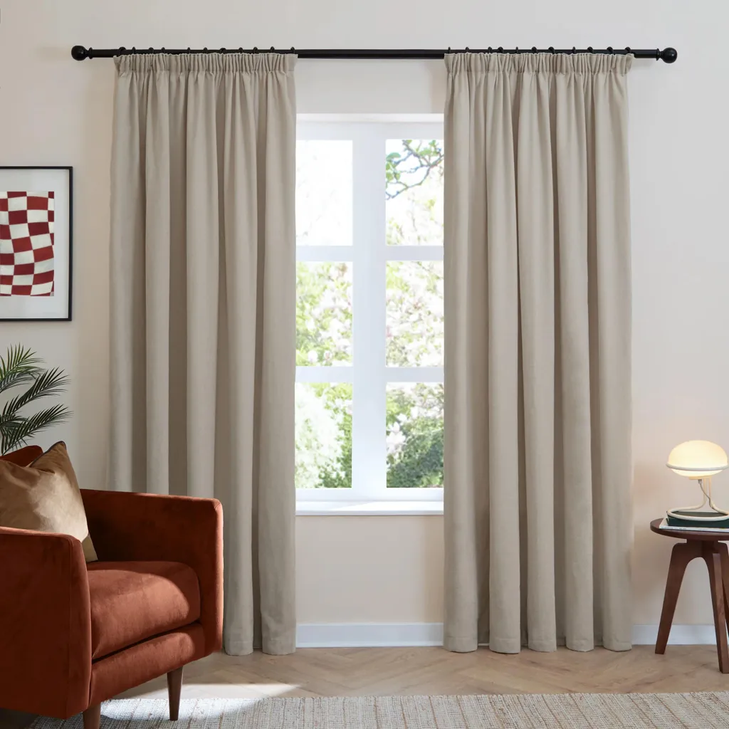 Rideaux plissés Furn chenille avec doublure thermique 183x229 naturel