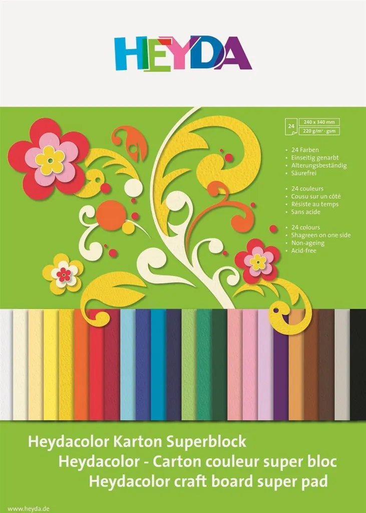 Bloc créatif pour découpage et carterie Heyda 24 couleurs 24 x 34 cm