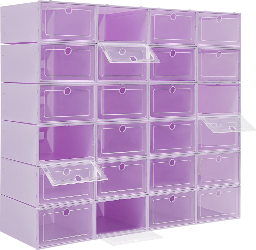 24 x Schuhkartons Schuhaufbewahrungsboxen Violett stapelbare Schuhaufbewahrungsorganisator