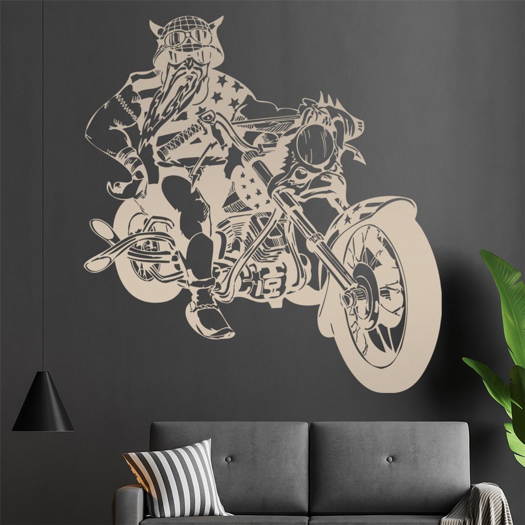 US Biker Wandtattoo in 6 Größen - Wandaufkleber Wall Sticker - Dekoration, Küche, Wohnzimmer, Schlafzimmer, Badezimmer