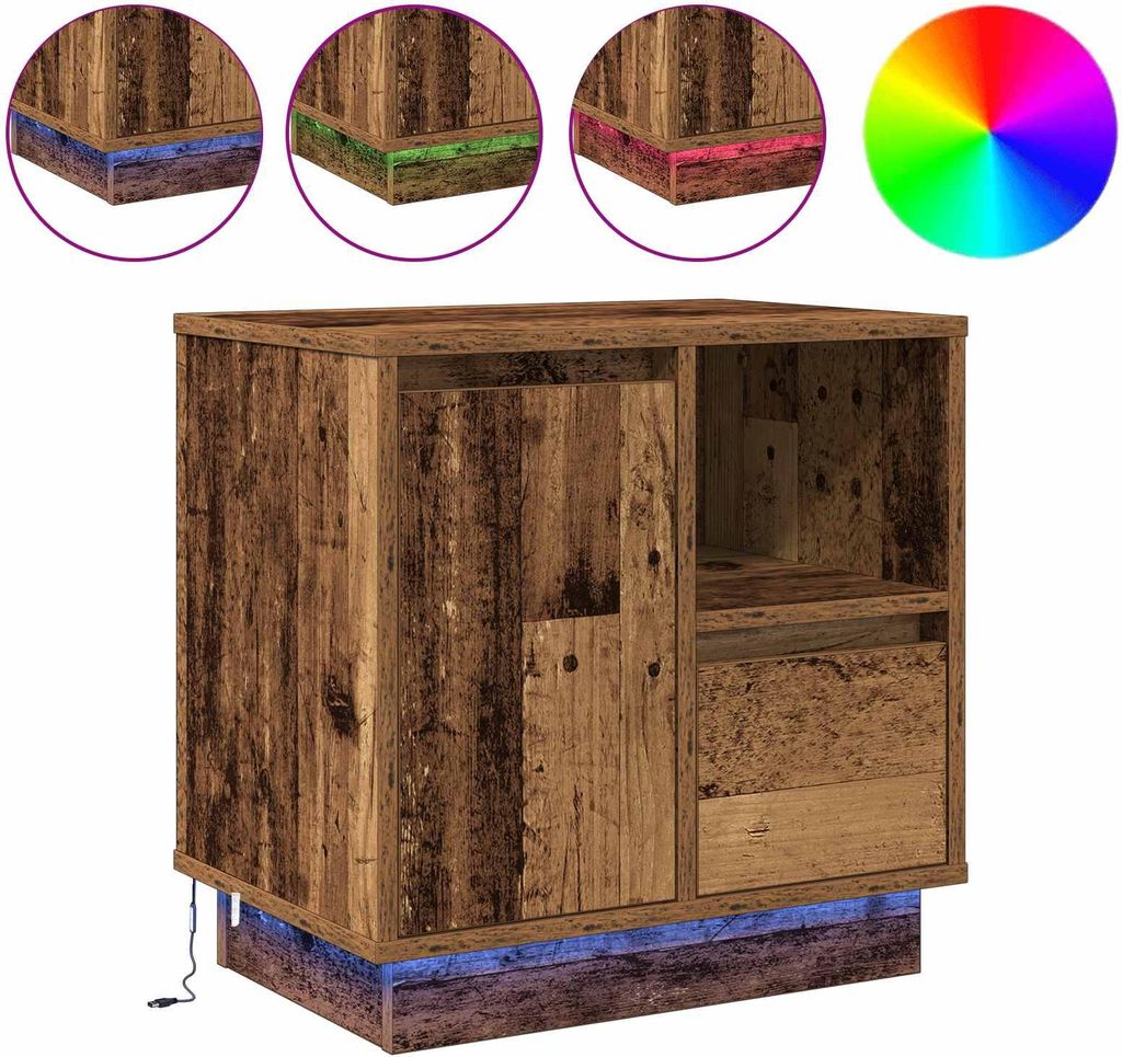 (Robust Möbel)Nachttisch 2er Set, für Schlafzimmer - elegantes Design - Nachtkommode - Altholz 50x34,5x50cm Holzwerkstoff - Nachttische & -sc...