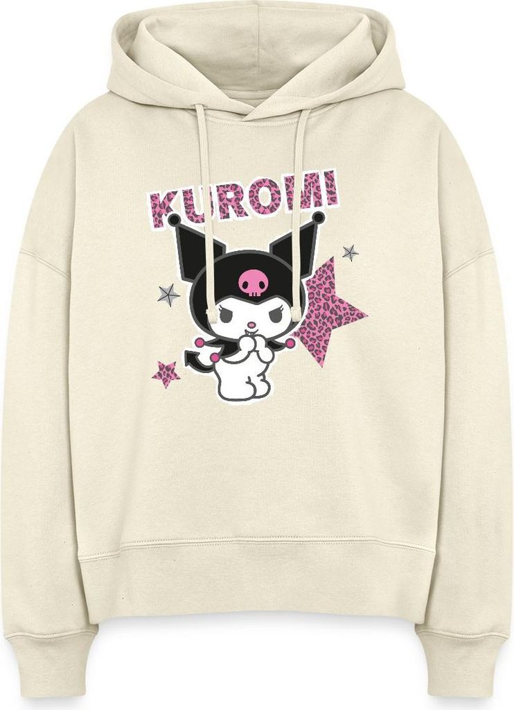 Spreadshirt Kuromi Mit Schriftzug Leo Stil Frauen Boxy Organic Hoodie, XXL, Natur