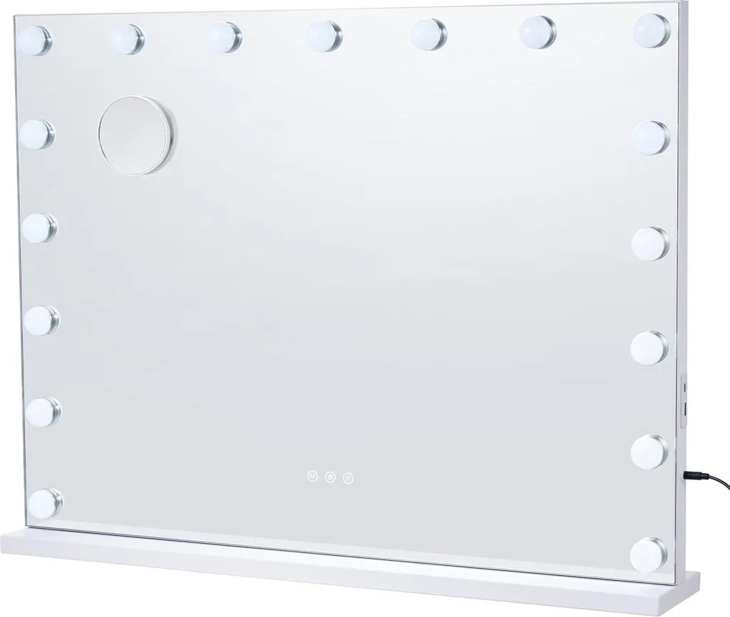 Miroir de maquillage lumineux LED mural 23,6 pouces avec chargeur USB