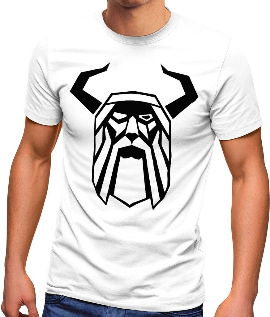 Herren T-Shirt Odin Helm Krieger Valhalla Fashion Streetstyle Neverless weiß XS