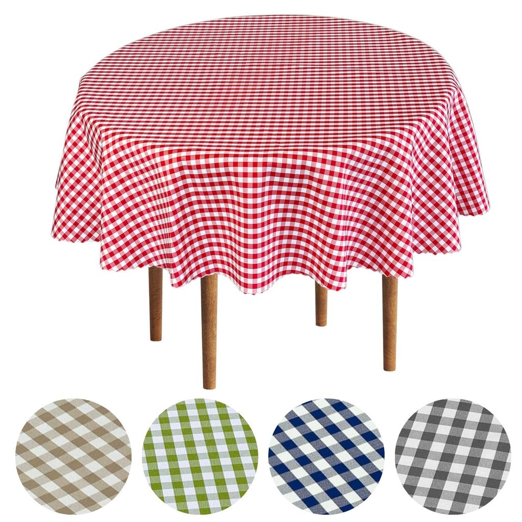 Tischdecke Fleckenresistente Karo Rot - GRETA - 80 cm Rund Produktbild 