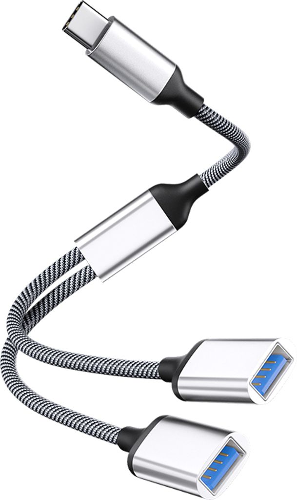 INF Typ-C-auf-Dual-USB-2.0-Adapter Silber Produktbild 