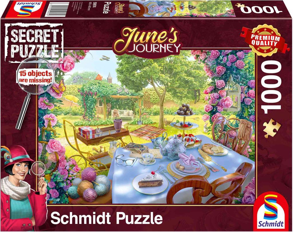 SCHMIDT Geheimpuzzle June's Journey: Tee im Garten 1000 Produktbild 