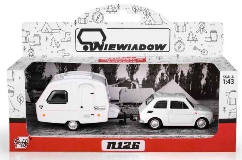 Fiat 126p + rimorchio Niewiadów Kemping bianco - Daffi Immagine del prodotto 