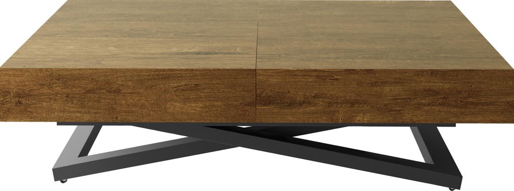 Couchtisch Höhenverstellbar und Ausziehbar Cavetta U - Wohnzimmertisch Esstisch Multifunktionstisch mit Schwarzem Metallgestell 120-200/80/27-76 c...