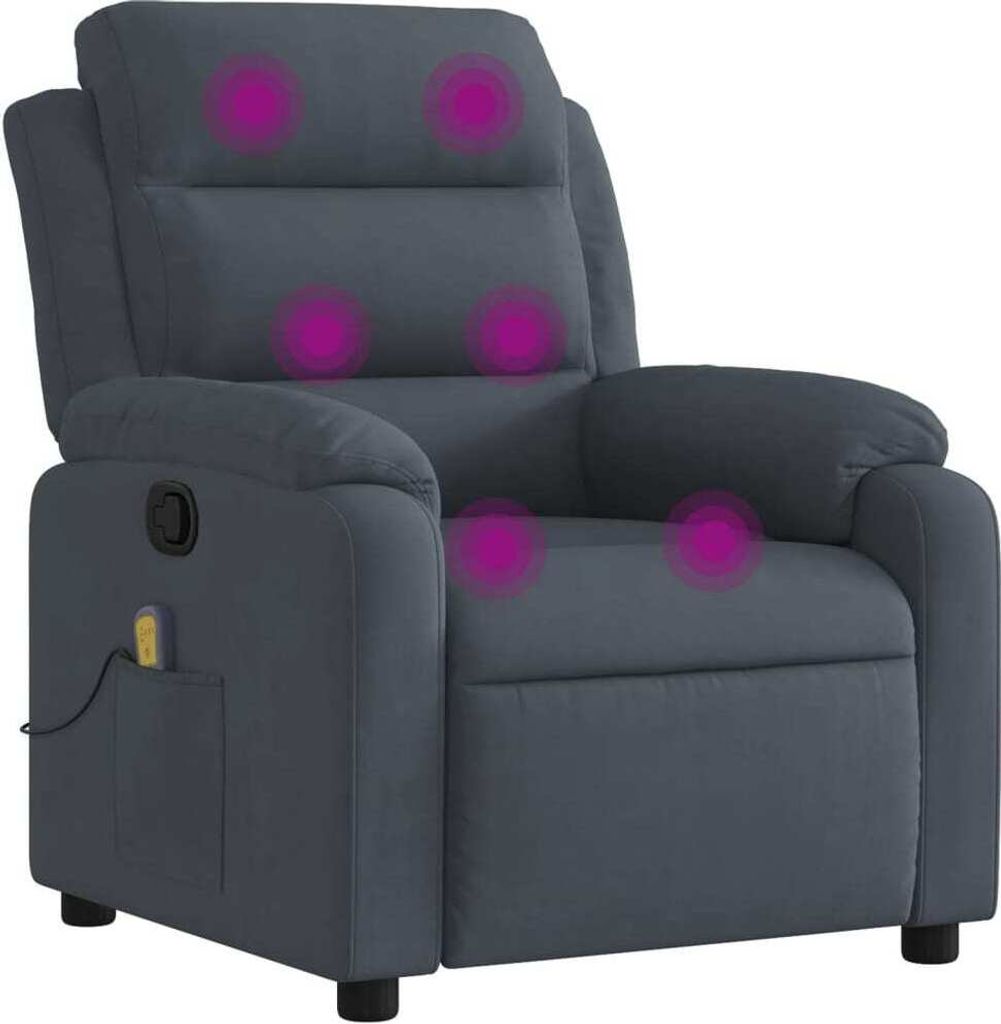 Massagesessel Dunkelgrau Samt