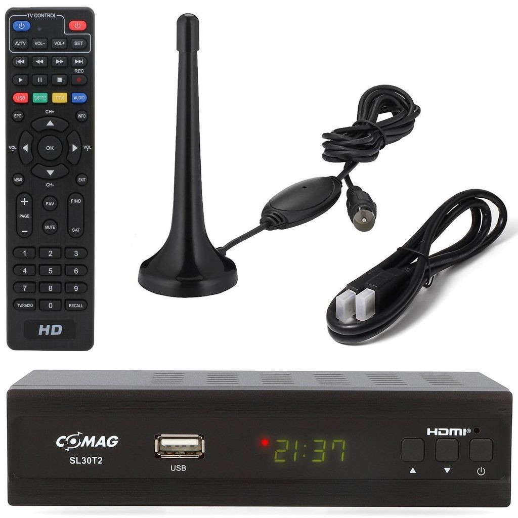 Comag SL30 DVB-T2 Receiver + aktive Zimmerantenne + HDMI Produktbild 