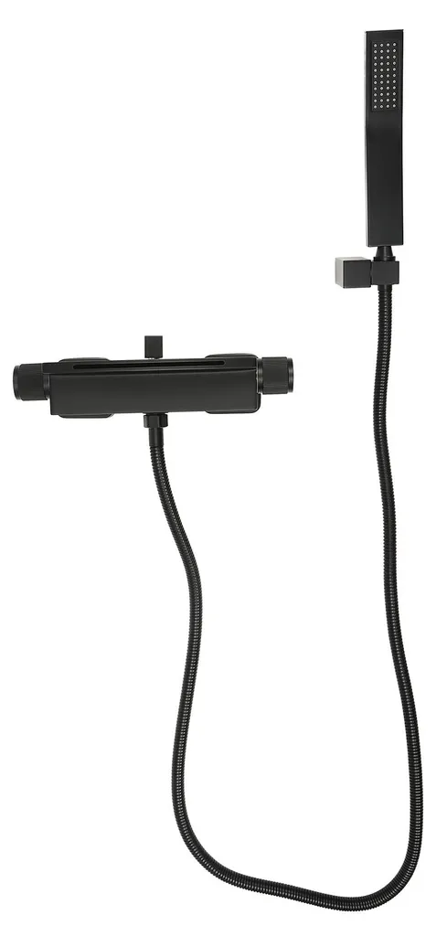 Robinet baignoire cascade noir mat Dual Control en laiton brossé 20cm