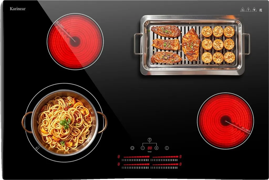 Table de cuisson 6600W vitrocéramique à 4 zones avec commande sensitive