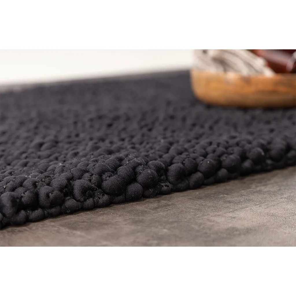 Tapis de bain 80x50cm noir Wilmer idéal pour sortie de douche d'angle