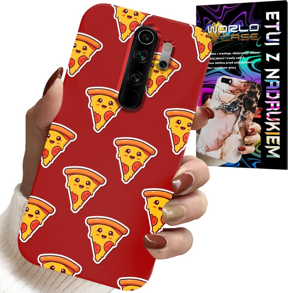 Hülle Für Xiaomi Redmi 9 - Design Mit Fröhlicher Pizza Auf Rotem Hintergrund