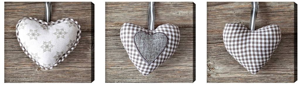 Canvas Heart Grey 20X60
