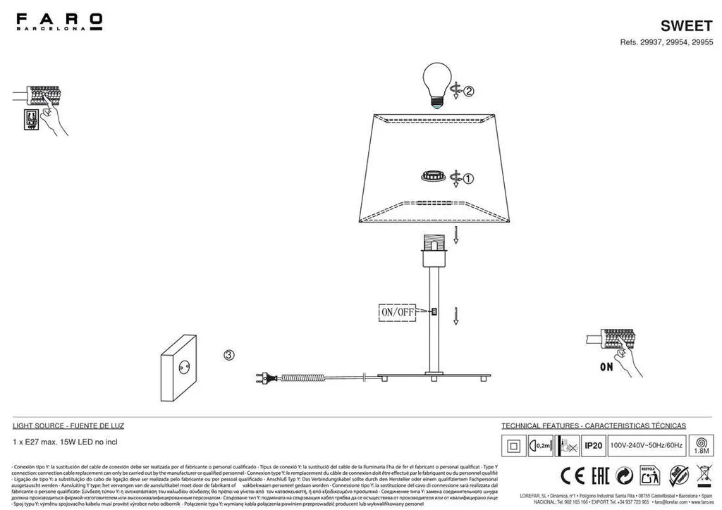 Lampe de Table Douce 1 avec Finition Noir Clair et Verre Teinté - 5