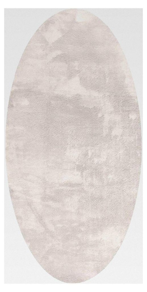 Ovaler Teppich HUARTE Sand 80 x 150 cm 100% Polyester, Flur, oval, modern, rutschfest, faltbar, strapazierfähig, waschbar, weich unter den Füßen