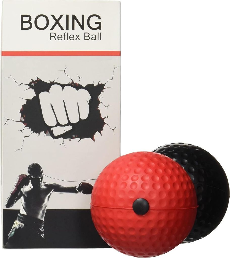 Box-Reflexball, Boxball mit 2 Schwierigkeitsgraden und Stirnband, weicher als ein Tennisball, geeignet für Reaktion, Beweglichkeit, Schlaggeschwin...