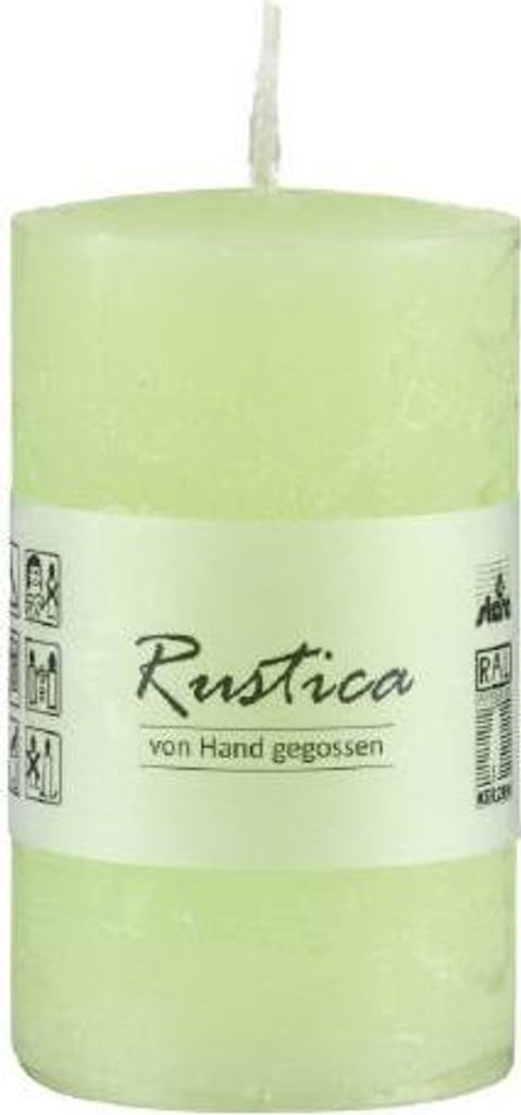 Rustikale durchgefärbte Kerze Grün, 50 x 50 mm, Stumpenkerze, rußarm, tropffrei, RAL Kerzengüte Qualität