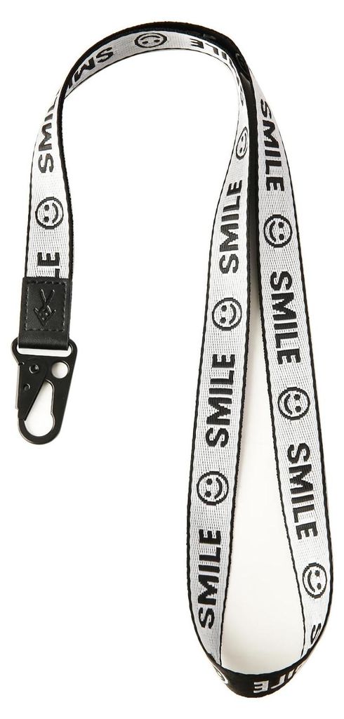 Schlüsselband mit Nackenriemen für Damen und Herren, Schlüsselband, Ausweishalter, Brieftasche und Namensschildhalter (smile-dunkelgrau)