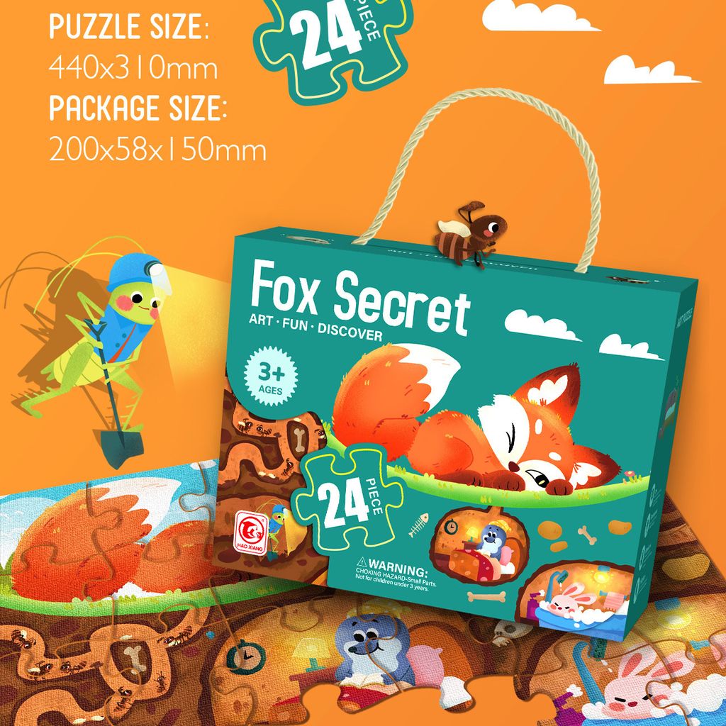 360Home Kinderspielzeug Geschenk Puzzle Eine große Auswahl an Kinderpuzzles in einer Geschenkbox 24-teiligen Fuchs