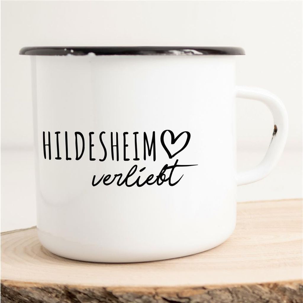 Huuraa Emaille Tasse Hildesheim Geschenk Kaffeebecher Vintage 300ml Hildesheim Präsent