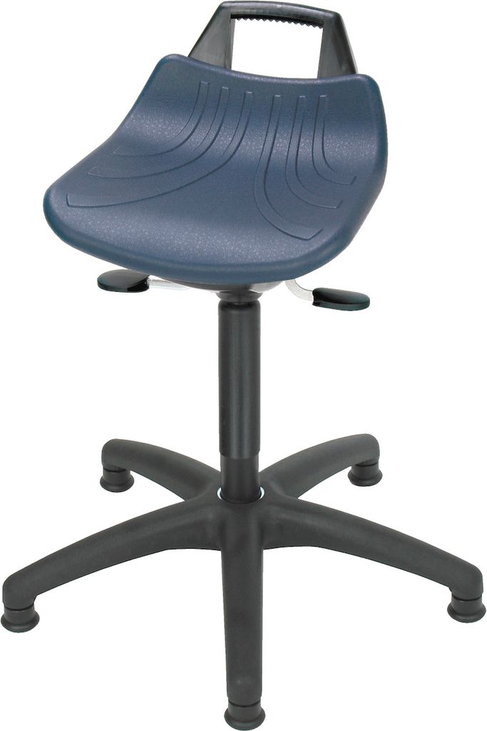 Stehhilfe Denver | Sitzhöhe 56-75cm | Ø 63cm | Tragfähigkeit 110kg | Kunststoff-Fußkreuz mit Gleiter | mit hochgezogener Rückenstütze und Tra...