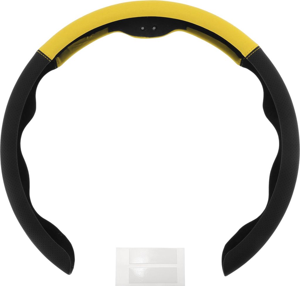 PU Kunstleder Lenkradbezug ABS Lenkradschutz 38cm Schwarz Zitronengelb 1 Stück