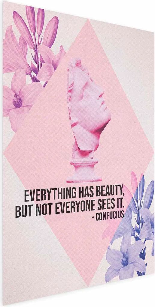 Posterpapier Poster - Confucius on Beauty - a bust in pink with flowers and a quote 29.7x42 cm Tiere h-A-10114-ao-a