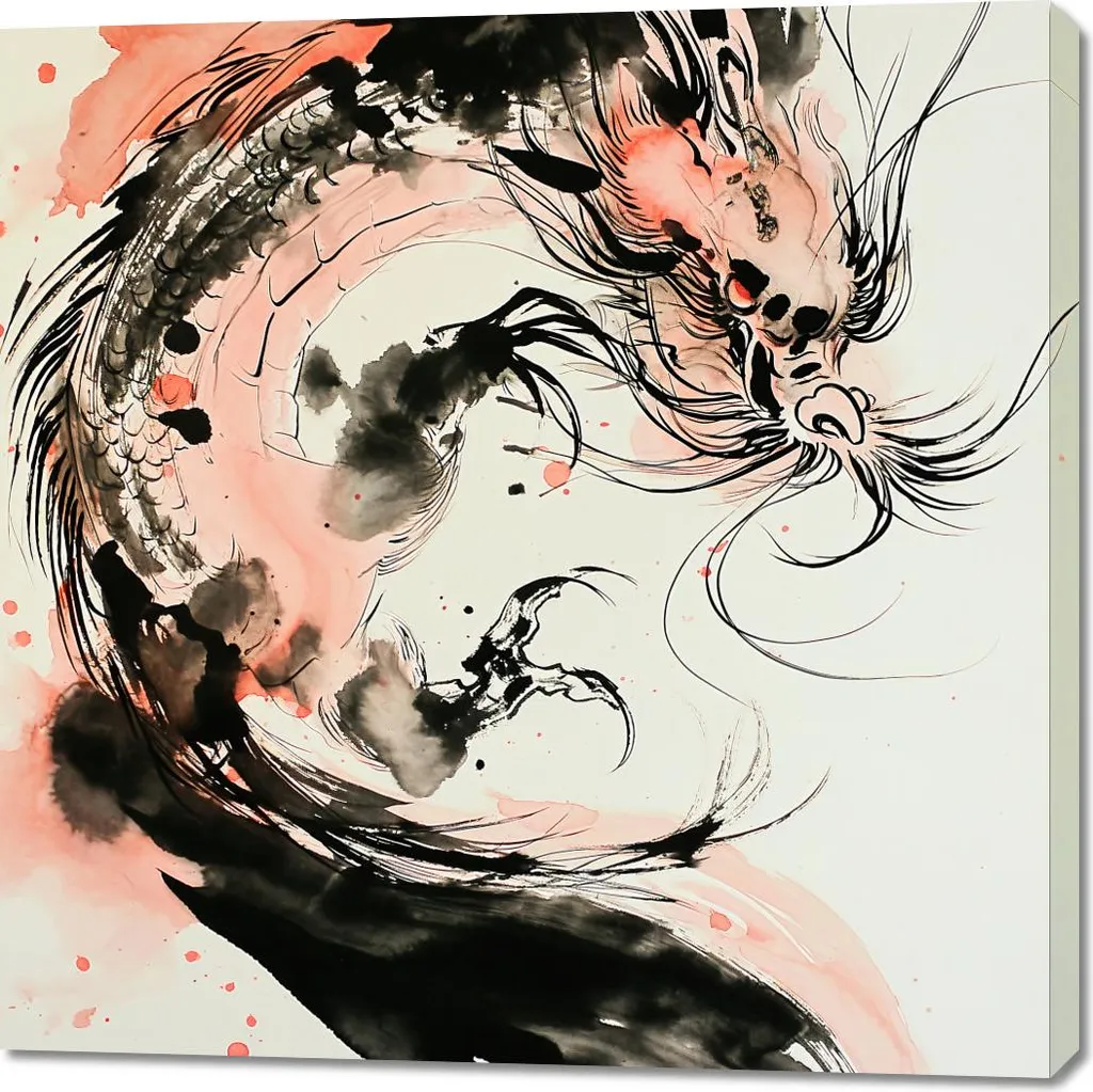 Decorazione Pareti Drago 100x100 - Quadro Design Contemporaneo Tela