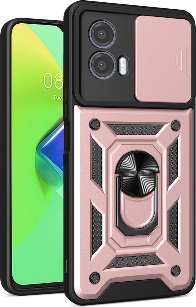 Custodia Motorola Moto G53 Oro Rosa: Protezione 360 e Anello Supporto