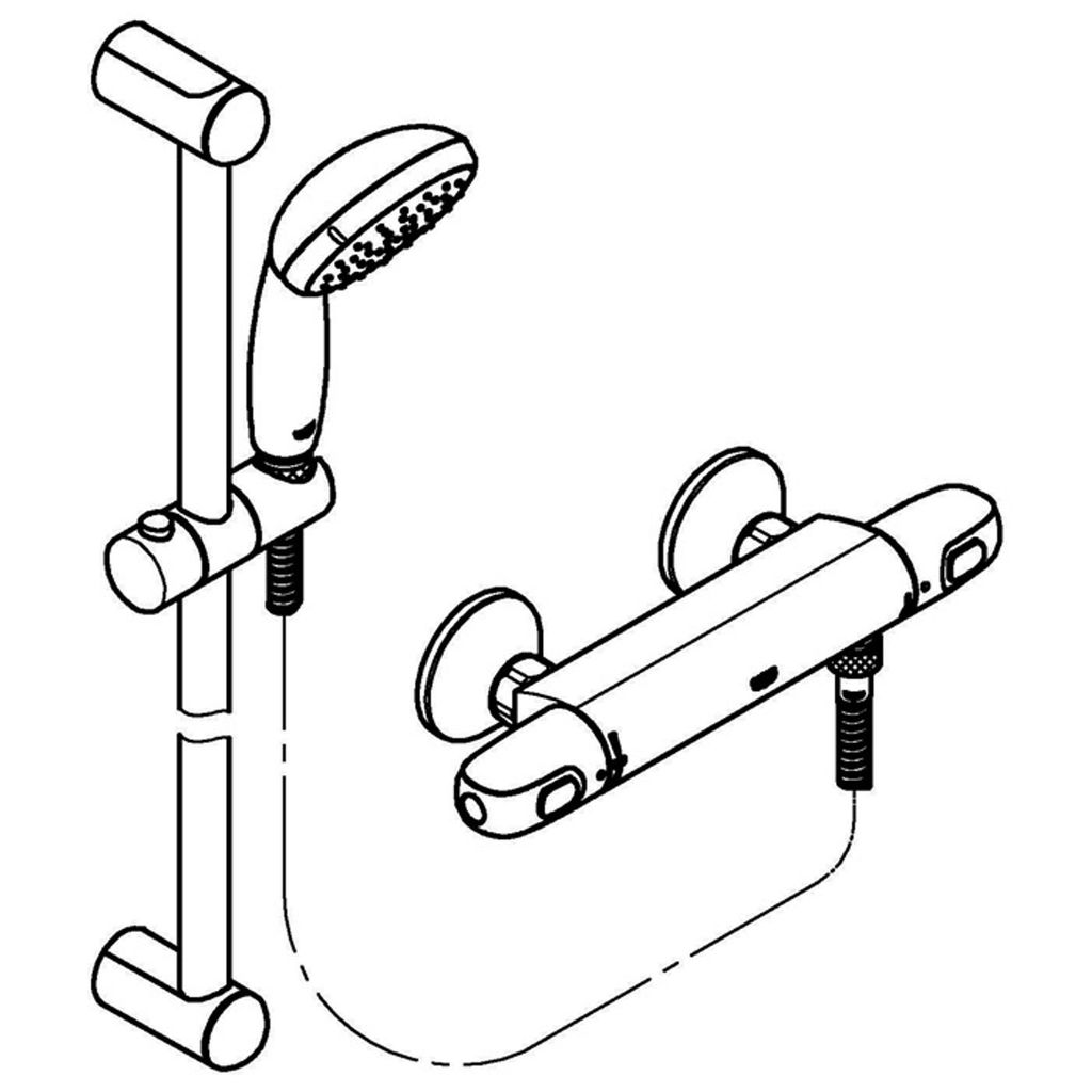 GROHE Thermostat-Brausebatterie Grohther 34824_4 mit Brausegarnitur 900mm chrom