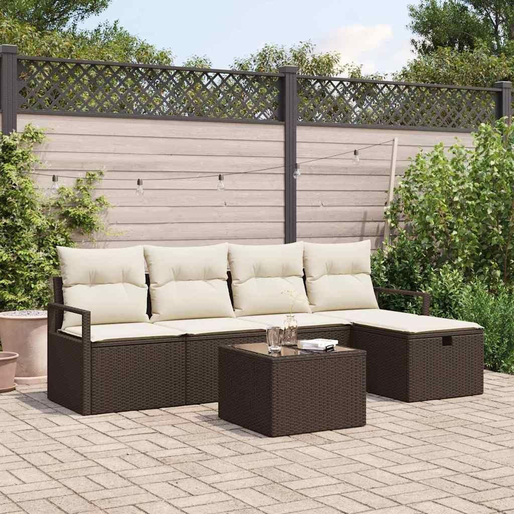 Maison Exclusive - Garten-Sofa-Set mit Kissen mit Speicher 6 pcs Braun Poly Rattan