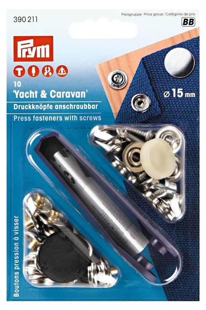 Prym 390211, Zapięcie na nit, Metal, Srebrny, Połysk, 1,5 Zdjęcie produktu 